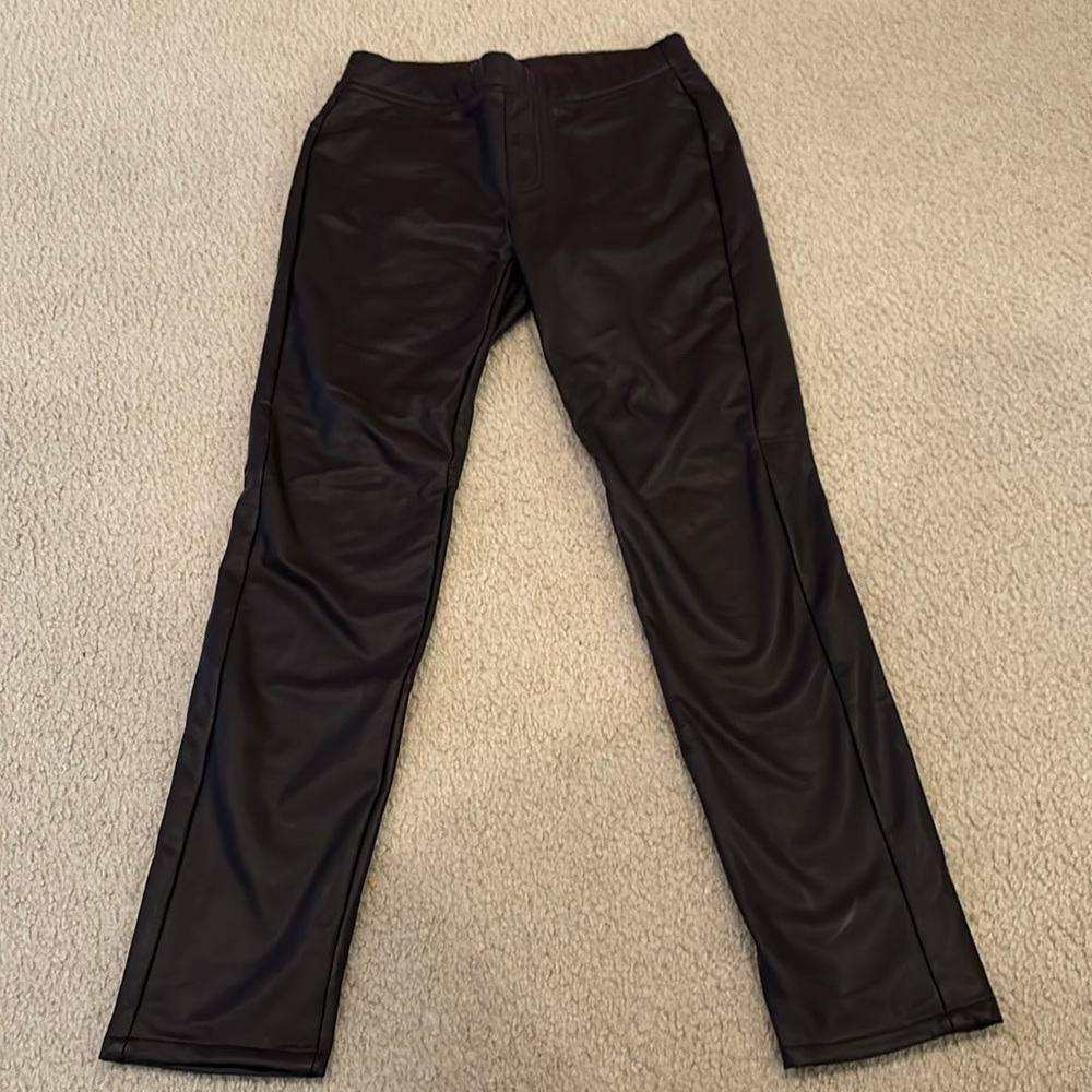 Jjill Faux leather slim leg raisin color Size XS